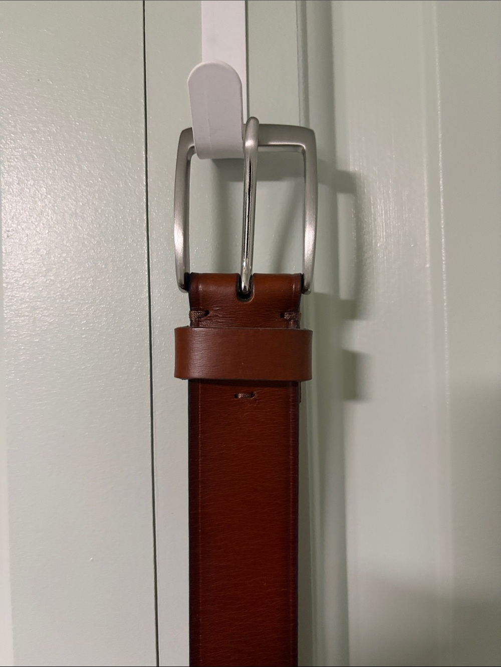 Banana Republic Slim Brown Leather Belt with Silver Buckle
